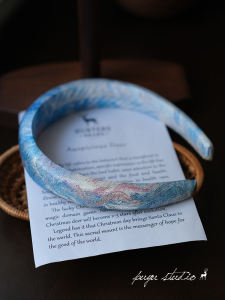 Blue Sponge Hairband Hair Clip Face Wash Hair Accessory High-End Sensation Small Niche Monet Oil Painting Inspired Snow Design