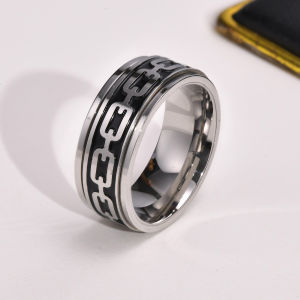 Kemstone Stainless Steel Rotatable Stripes Ring Relieve Anxiety Jewelry for Mens Rings
