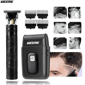 2pcs Mens Facial Hair Trimmer Kit Electric Short Beard Shaver Nose Ear Hair Trimmer for Grooming Home Travel Use Black Gold
