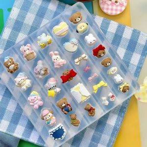 Cute Bear Rabbit Heart Butterfly Knot Lace Book Cartoon Animal Nail Art Decorations DIY Transparent Silicone Mold for Manicure