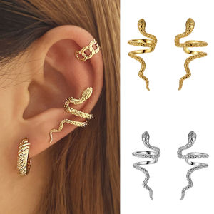 1PC Punk Vintage Snake Ear Cuff No Piercing Earrings for Women Gothic Silver Color Cartilage Ear Clip Earing Fashion Jewelry