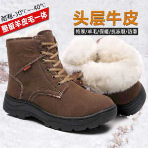 Eya Shoes Northeast Winter Mens Boots Thickened Lined with Wool Cashmere Blend Animal Fur Integrated Cotton Warmer Shoe Casual Style