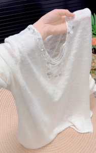 NUMEN BUTTON | Large Size Stylish and Unique French Style Long Sleeve Top Spring