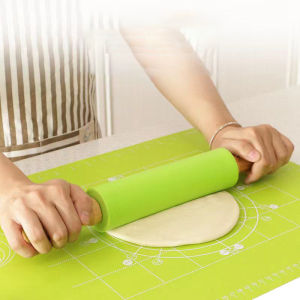 Silicone Rolling Pin Wooden Handle Rolling Pins for Pizza Bread Cookies Cake Long Dough Roller Baking Tools Kitchen Accessories