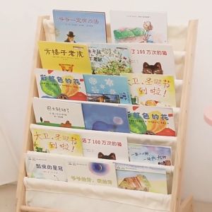 ชั้นหนังสือ ชั้นวางหนังสือเด็ก ไม้จริง book shelf ติดตั้งง่าย ชั้นวางของ แข็งแรง ทนทาน ประหยัดพื้นที่