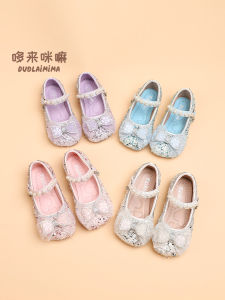 Princess Shoes for Girls Female Baby Shoes Elsa Performance Crystal Shoes 2024 Spring New Arrival Kids Leather Shoes Soft Bottom Flats