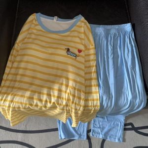 Summer Short Sleeve Modal Cotton Pajamas Set with Chest Pad Korean Style Sausage Dog Print Womens Home Clothes Sweet Style