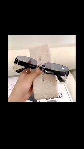 Kacamata bulat Hitam No frame untuk Wanita  New Trend 2024 Kacamata Sunglasses New Arrival Import Kacamata Gaya Fashion