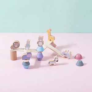 Bộ Đồ Chơi Xếp Hình Động Vật Montessori - Xếp hình khối thăng bằng Toddler Toys bằng gỗ cho bé từ 03 tuổi Phát triển cảm quan