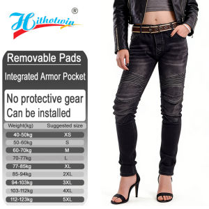 Women Black motocross riding jeans offroad motorcycle pants trousers with armor pockets armor not included 02