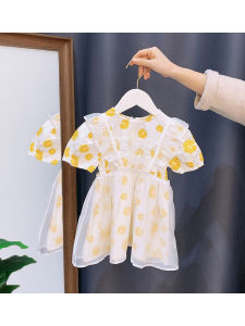 Princess Style Short Sleeve Dress for 3 Year Old Girls Baby Clothes Cotton Fabric Fresh Style Floral Pattern Summer New Arrival