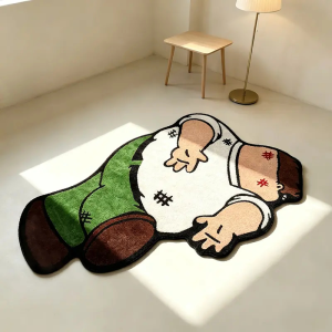 VIKAMA Washable Cartoon Character Shaped Rug Non Slip Bedside Mat Living Room Game Area Floor Mat Indoor Home Decor