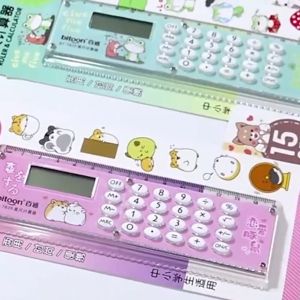 SK-A65 Kalkulator Penggaris Karakter 2IN1 Mini Portable Multifungsi / Kalkulator 8 Digit Penggaris 15cm / Perlengkapan Sekolah Anak Praktis / Ruler Set Calculator Import