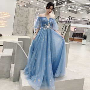 9Sbird Formal Evening Long Dress For Women Elegant Korean Sequined Chiffon Strapless Slim Birthday Banquet Female Dresses
