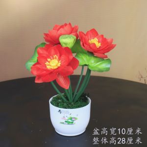 Buddha Offering Artificial Lotus Flower Decorative Ornament for Temple Worship Desk Top Placement Water Proof Silk Material