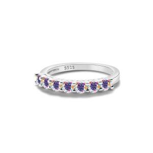 Classic 925sterling Silver Round Ring 0.1CT*7 D Color Moissanite Simple Elegant Jewelry Women Fine Jewelry Ring For Party