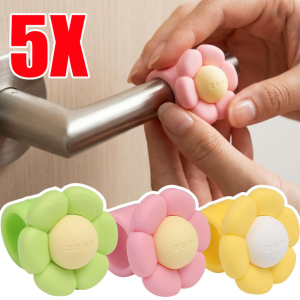 5Pcs Cartoon Flower Silicone Doorknob Anti-Collision Pad / Thickened Mute Door Handle Buffer Stopper / Universal Soft Wall Protection Bumper for Home Safety