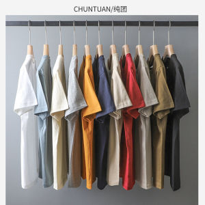 เสื้อยืดแขนสั้นผ้าฝ้ายแท้สำหรับผู้ชาย Pure White Sensation 280G ทรงหลวม ป้องกันแบคทีเรีย ทรงหลวม ฤดูร้อน 2025 ใหม่ สไตล์อเมริกัน