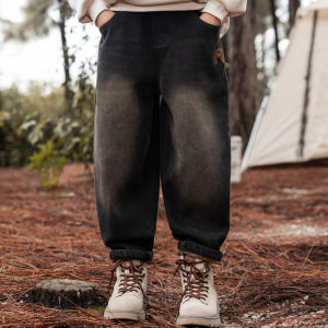 Thickened Fleece Lined Winter Denim Jacket for Boys Kids Large Size Lamb Velvet Jeans Winter Fashionable Childrens Clothing