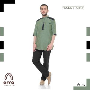 Baju Koko Pria Dewasa Remaja Bahan Halus Berserat Koko THariq White Misty