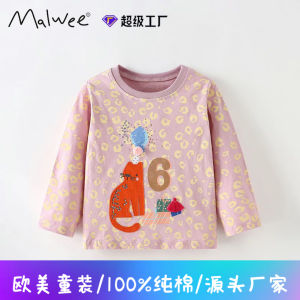 Áo Thun Trẻ Em Malwee Cổ Tròn Dài Tay Thời Trang Thu Đông Cho Bé Gái Áo Thun Cotton Thoáng Khí in Họa Tiết Hoạt Hình