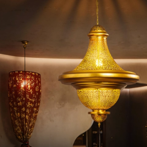 จานบินรูปร่างเหล็กวินเทจศิลปะโคมไฟระย้าขนาดใหญ่ร้านอาหารโฮมสเตย์โรงแรมคลับเฮ้าส์ตกแต่งบรรยากาศโคมไฟห้องนั่งเล่นโคมไฟระย้าทอง