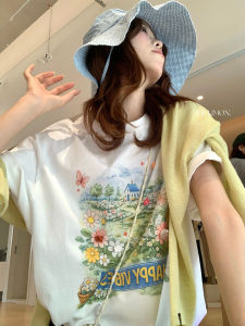 DUOFEIYAN | White Heavyweight 3D Print T-Shirt Women Summer Casual Loose Outerwear