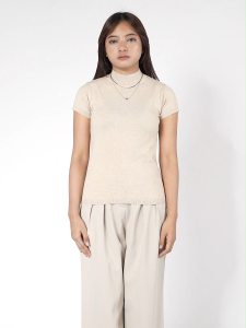 Greenlight Turtle Neck Rajut Wanita Lengan Pendek Atasan Rib Rayon Reena HP-C010125