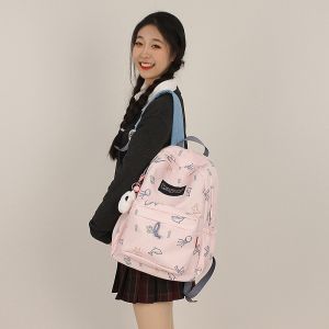 Large Capacity Backpack for Girls High School College Students Summer Island Print 2025 New Cute High Aesthetic Dual Shoulder Bag