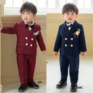 Lontakids ชุดทักซิโด้ทางการสำหรับเด็กผู้ชาย 5ชิ้น S USB-C เบลเซอร์ ชุดปาร์ตี้ วันเกิดงาน สีกรมท่า 1-11 ปี