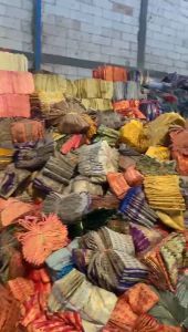 Set Songket Thailand Etnik Turquoise dengan Selendang Bordir Tradisional