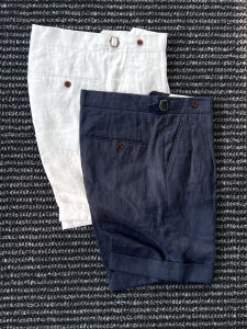 กางเกงขาสั้นทรงหลวมเอวสูงผ้าลินินเนื้อเนียนสำหรับผู้ชาย ฤดูร้อน ทรงตรง กางเกงขายาวทรงหลวมสำหรับใส่ไปทำงาน สไตล์ย้อนยุค