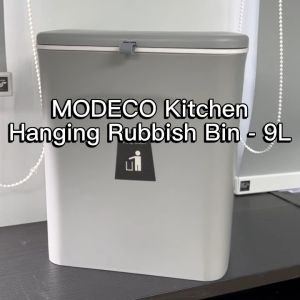Kitchen Bin | Dustbin | Hanging Bin | 9L | White Grey | Recycle Bin | Slip Cover | Dustbin Wall Mounted