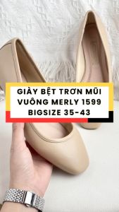 Giày Công Sở Nữ Bệt Mũi Vuông Trơn Đơn Giản Êm Chân Giày Búp Bê Nữ Mũi Vuông Giày Bệt Nữ Merly 1599