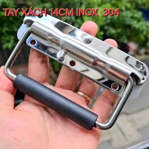 Tay xách gập 14cm – INOX 304 tay nắm tự gập quai xách hộp dụng cụ pin lithium tủ máy.