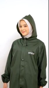 Jas Hujan Pria Wanita Akula Tebal Kuat Elastis Anti Rembes Setelan Baju Celana