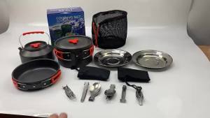 Outdoor 2‑3 Person Camping Cookware Set Portable Kettle Tableware Kit For Hiking Picnic Backpacking And Outdoor Short Trips