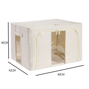 Washable Cotton Linen Clothes Storage Box With Steel Frame