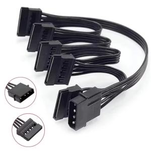 SATA 5 Pin Power Cable: 4 Pin IDE Molex to 1-5 Port 15 Pin SATA Adapter for HDD SSD PC Server DIY