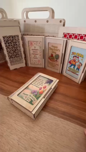 Birthday Gift Box Book Shape Wooden  | Floral Design with Malay Quote | HL Makes - FB25-40