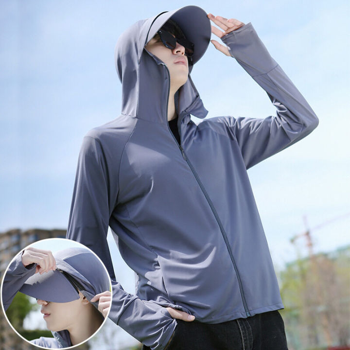 Men Sun Protection Clothing Breathable Thin Summer UV Protection Long  Sleeve Jacket Outdoor Fishing Sun Protection Clothing