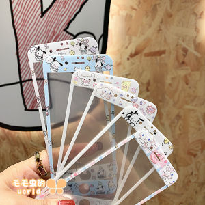 Parcha Dog Compatible Apple 6s/7/8 Cartoon Tempered Glass Film Cinnamon Dog New iPhone 6/7/8 plus Full Screen Colorful Phone Film SE2/3 Womens