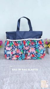 Bag In Bag Zipper Elastis Dengan Motif Organizer Penata Tas Hand Bag