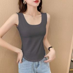 เพียว ผ้าฝ้าย เสื้อกล้าม ผู้หญิง ฤดูร้อน สั้น แขนกุด อาร์ค ชายเสื้อ สลิมฟิต ลำลอง หลากหลาย พลัสไซส์ อินเทรนด์ สไตล์เกาหลี ชุดทำงาน