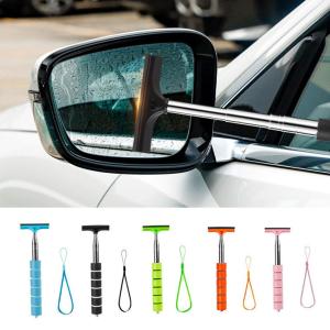 Car Rearview Mirror Wiper Stainless Steel Telescopic Retractable Layered Brush Head Window Wash Cleaning Brush Handheld Wiper