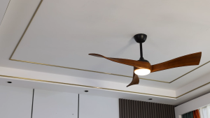 52-inch ceiling fan silent DC motor adjustable frequency ceiling fan silent ceiling fan solid wood walnut color fan blade fan energy-saving suitable for dining room living room bedroom