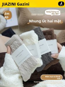 JIAZINI | Vớ Nữ Chất Liệu Fleece Màu San Hô Ấm Áp