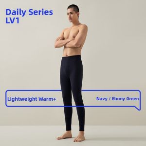 HLA | Mens Slim Fit Pure Cotton Thermal Pants Autumn Winter Thin High Waist Cotton Wool Pants Single Layer Warmth Trousers For Youth