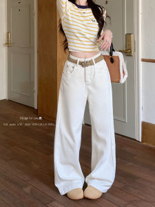 High Waist Wide Leg Denim Jeans Womens Loose Fit Casual Straight Fold over Long Pants Autumn New Style European Goods