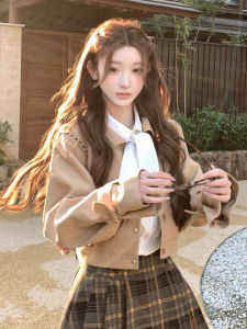 CHOUXIE | Spring Small Size College Style White Shirt and Plaid Skirt Set